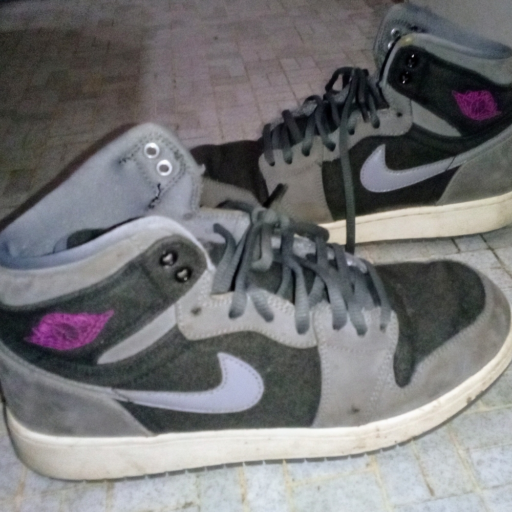 Nike Jordan 1 Retro High Cool Grey Vivid Pink Sneakers Shoes 6Y Youth 7.5 Women
